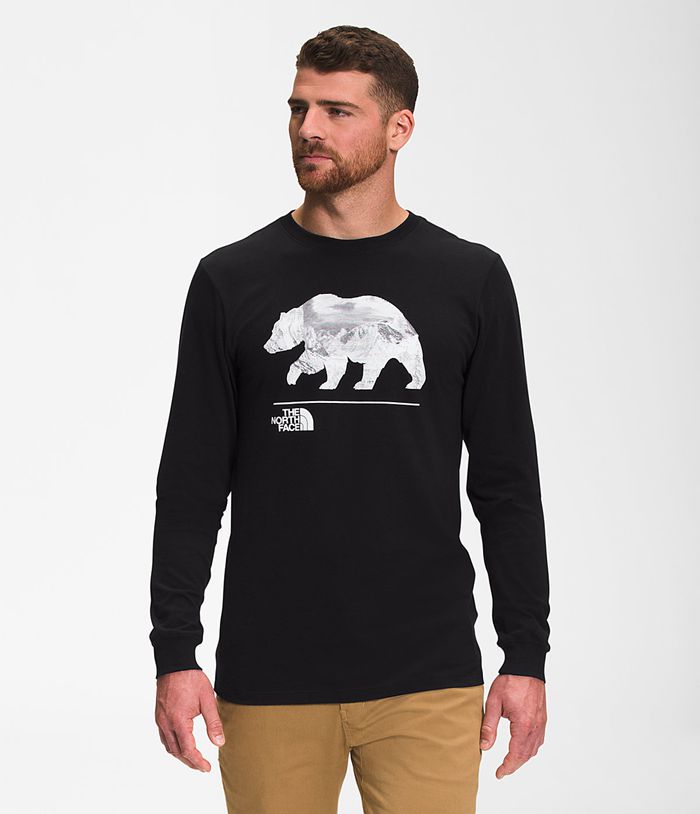 Camiseta The North Face Hombre Bearscape Manga Larga Negras - Peru 96013UCQR